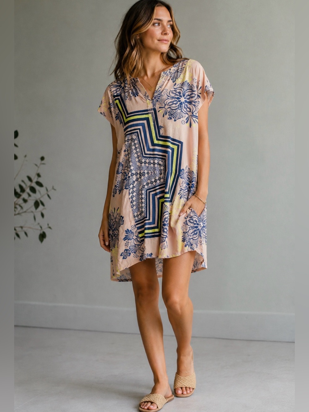 Plenty By Tracy Reese (SP) Anthropologie Women Casual Dress Tunic Multi Pink